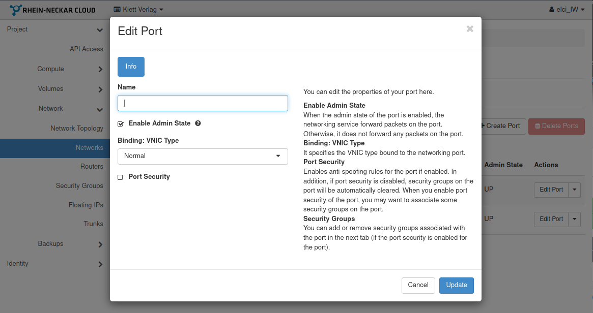 Disable port security