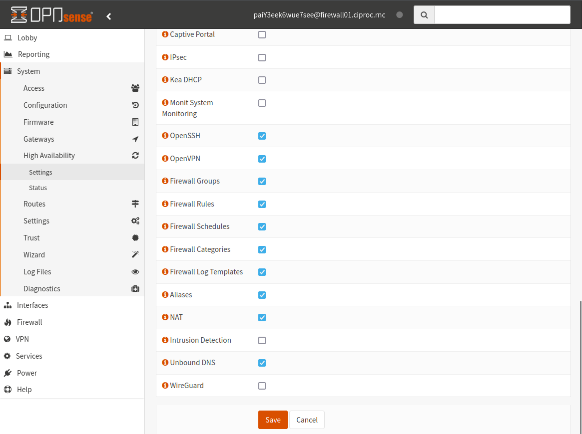 OpnSense High Availability config to tranfer